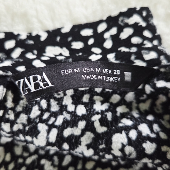 ZARA ✨️ Black and White Patterned Mini Women's Dress Size M - Picture 5 of 11